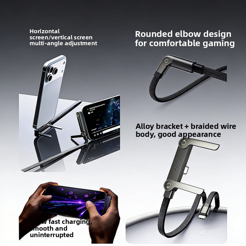 2-in-1 Type-C Charging Cable with Phone Stand – 240W Fast Charging