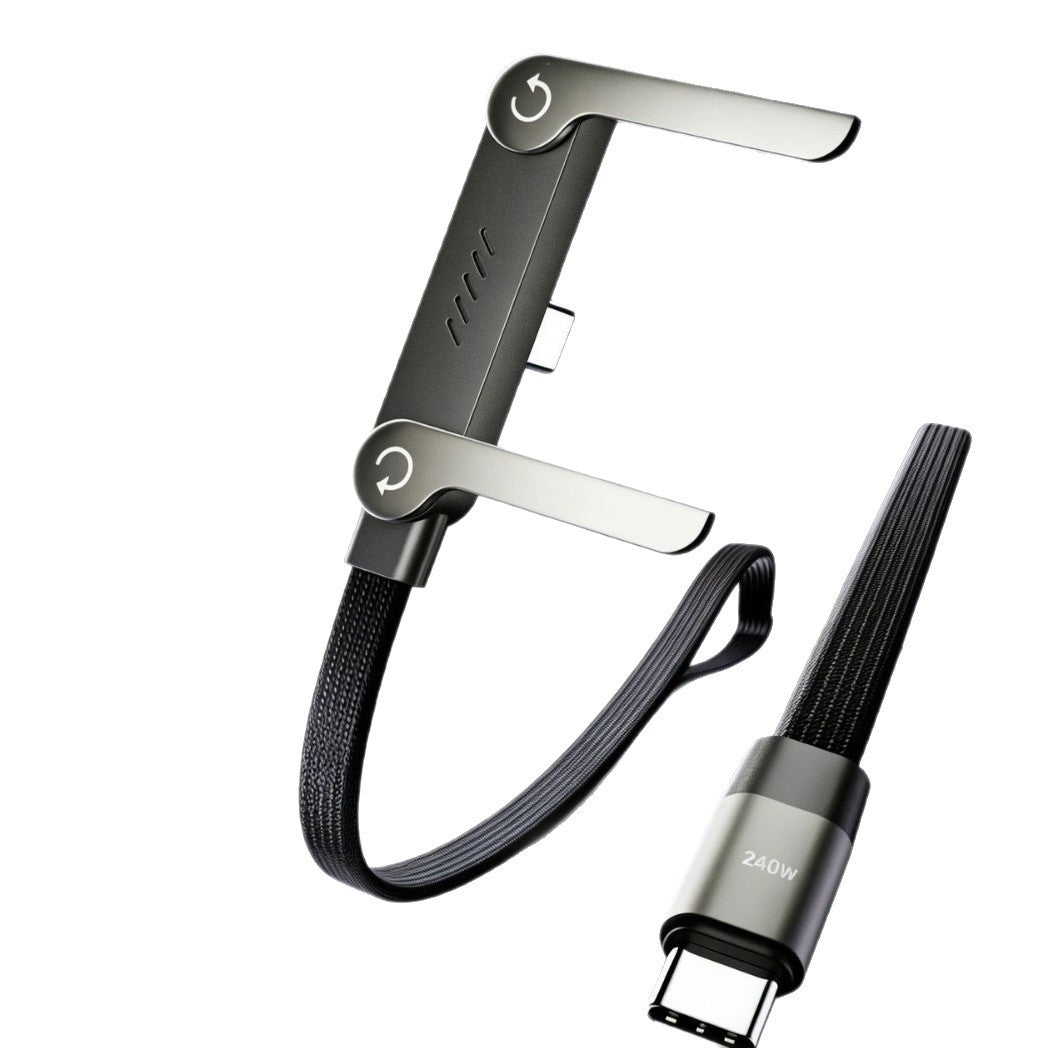 2-in-1 Type-C Charging Cable with Phone Stand – 240W Fast Charging