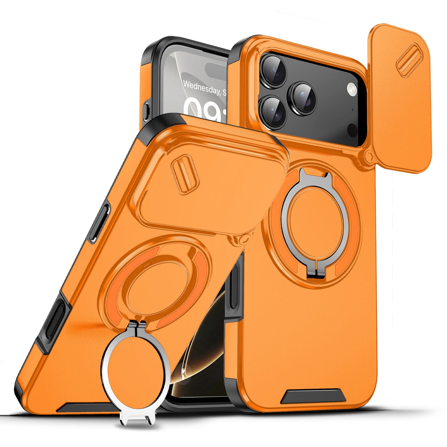 Magnetic Window Phone Case with Holder for iPhone 11/12/13/14/15/16/17 E/ Pro/Pro Max.