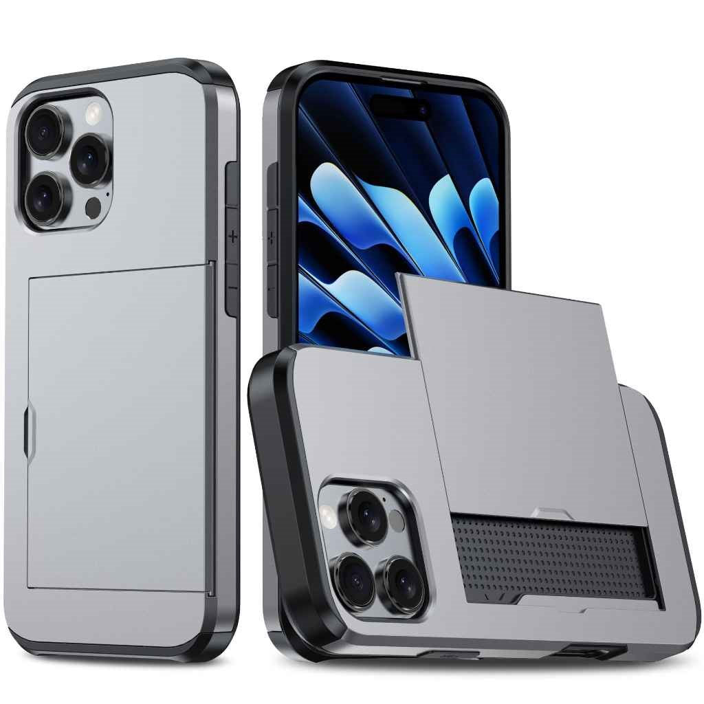 2-in-1 iPhone Card Holder Case – Shockproof TPU + PC Protective Cover