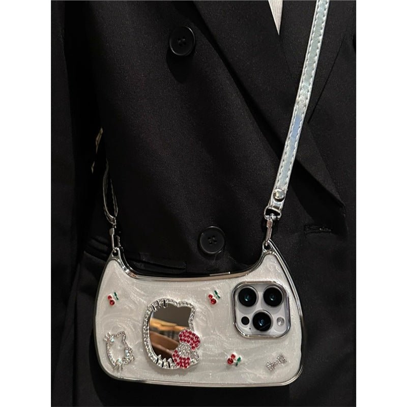 Mirror Cherry Cat Design Silicone Phone Case for iPhone 11/12/13/14/15/16/17 Pro/Pro Max. - NolDox Store